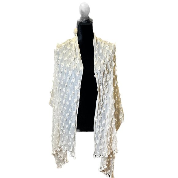 Unbranded Scarf Shawl Womens Woven Long Rectangle White Lightweight Semi Sheer - Picture 3 of 7
